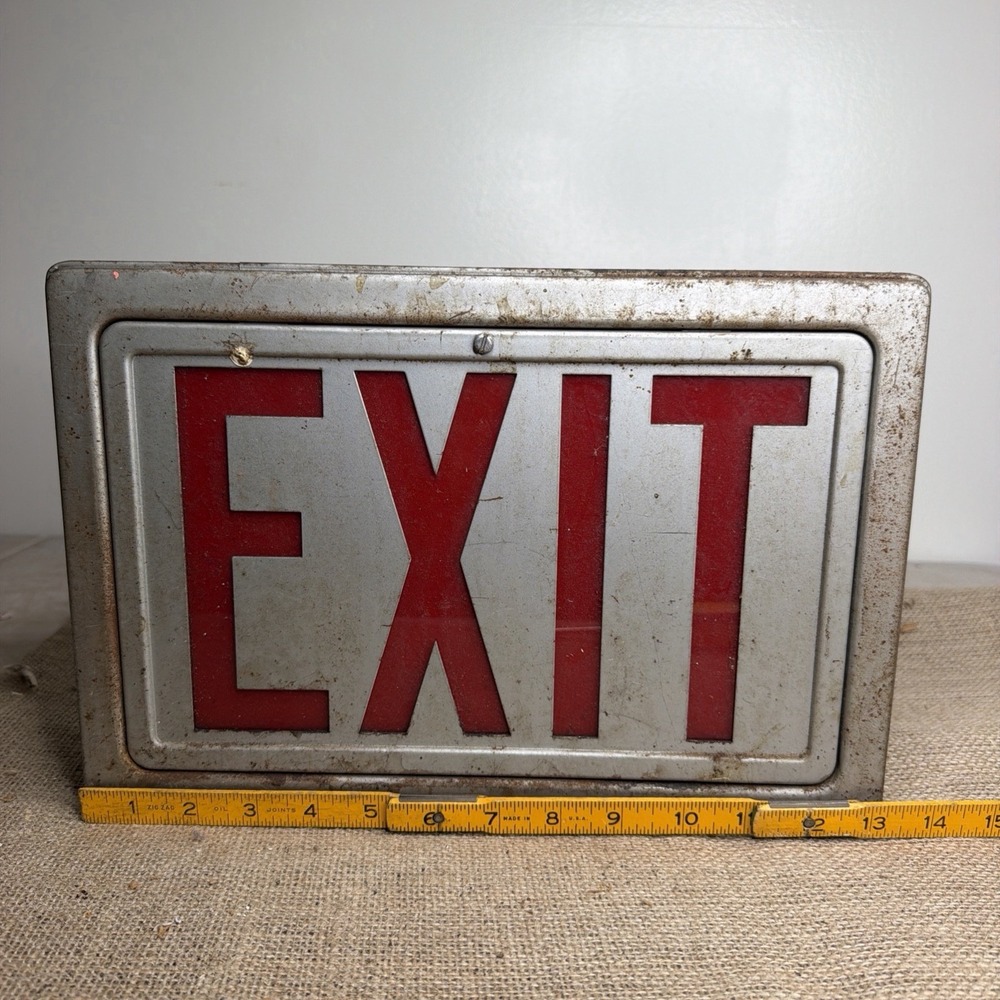 Vintage MCM 60's Fluorescent Lighted Fire Sign Day-Brite Double Sided Untested